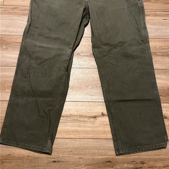 Men's Carhartt Carpenter Duck Canvas Jeans SZ 40x32 Green B11 MOS Dungaree Fit - Picture 3 of 11